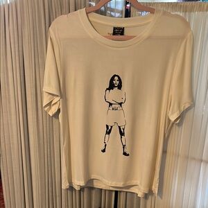 Laila Ali Relaxed Graphic Tee with Crew Neck and Gold Stitching 🥊